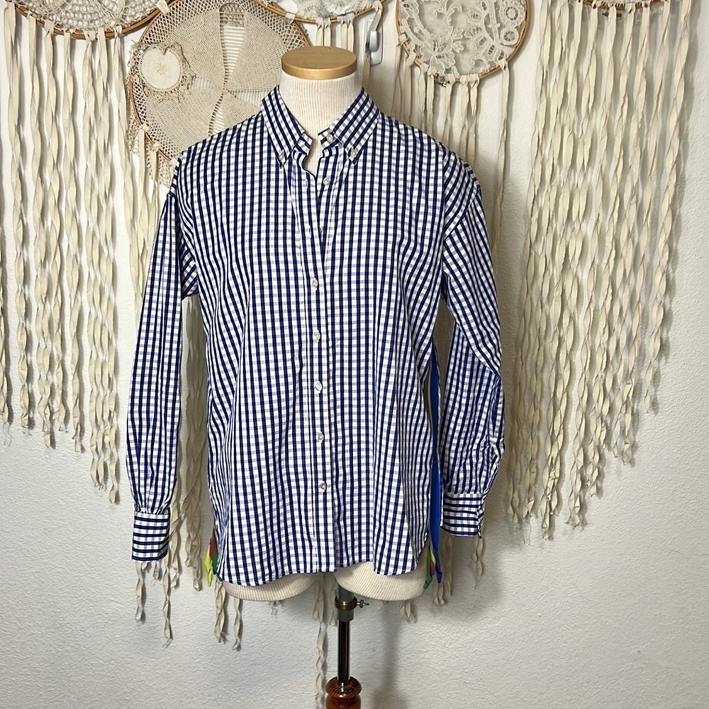 Le Sarte Pettegole Blue and White Long Sleeve Button Down Shirt Size 38